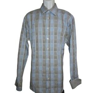 Bugatchi Shaped Fit Shirt Men’s Size XXL Long Sleeve Button Up 100% Cotton Plaid